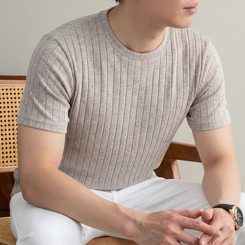 Men Formal Wear Pinterest - T-shirt côtelé décontracté pour homme, manches