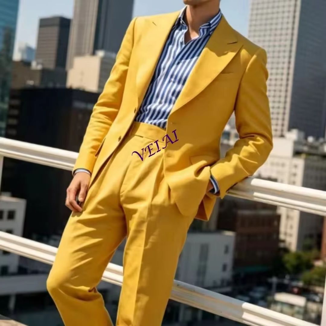 Men'S Relaxed Formal Wear - Costume homme 2 pièces en lin
