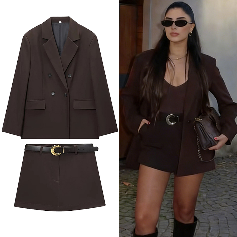Double Breasted Blazer - ZOCI – costume marron chocolat pour