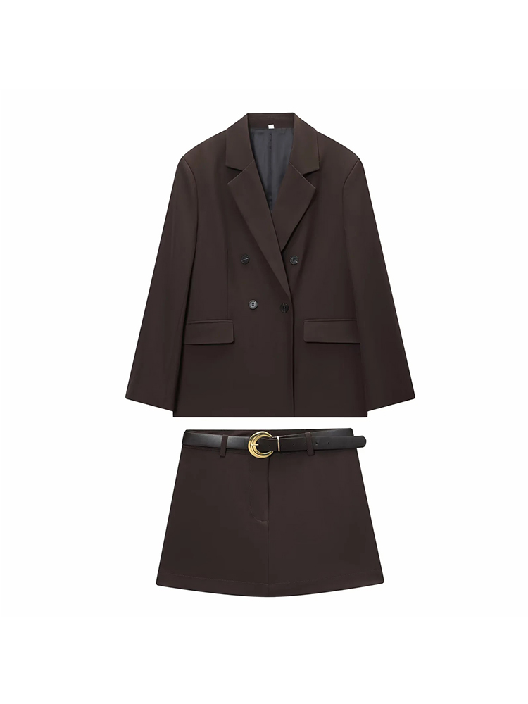 ZOCI – costume marron chocolat - Double Breasted Blazer avis et prix