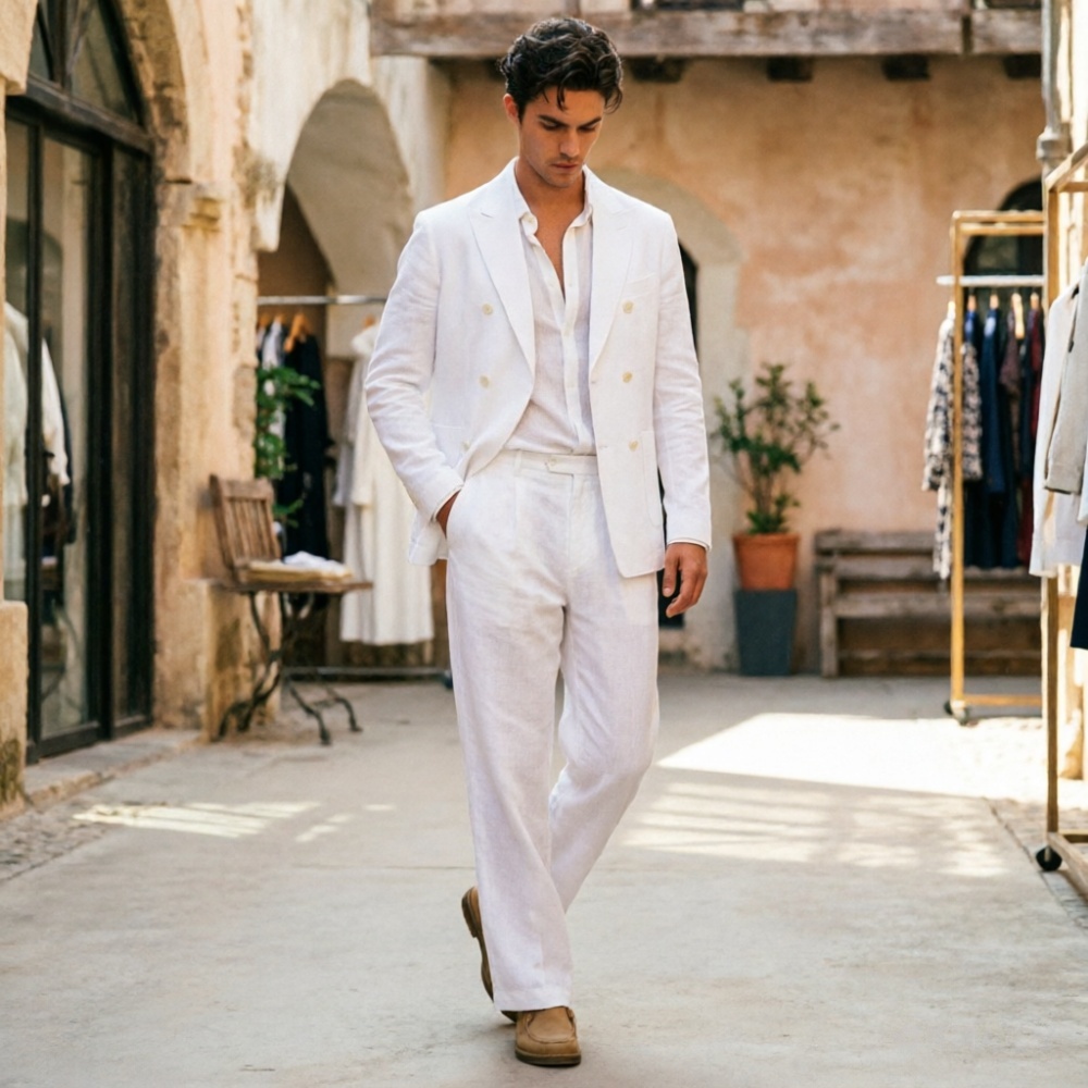 Costume homme en lin vert saug - Men'S Relaxed Formal Wear avis et prix