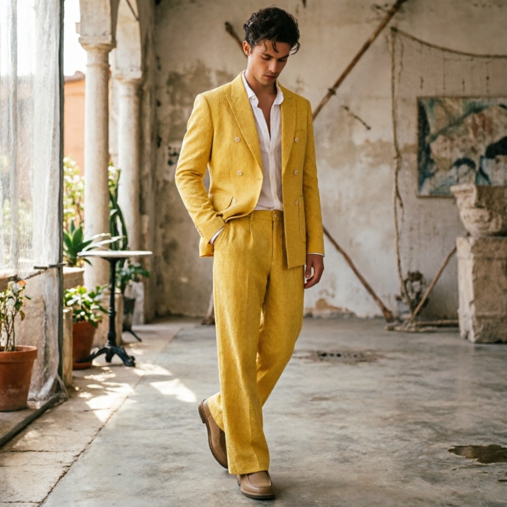Costume homme en lin vert saug - Men'S Relaxed Formal Wear avis et prix